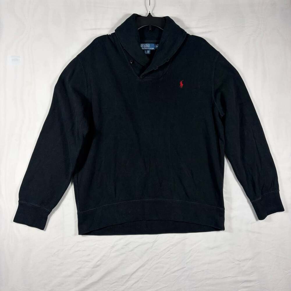 Polo Ralph Lauren Shawl Collar Pullover Sweatshirt Size XL Black